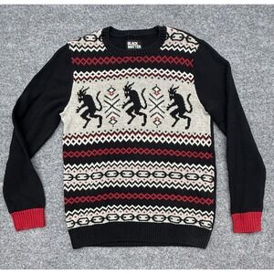 Black Matter Mens Krampus Fair Isle Sweater Black Red Grey Size Medium Gothic